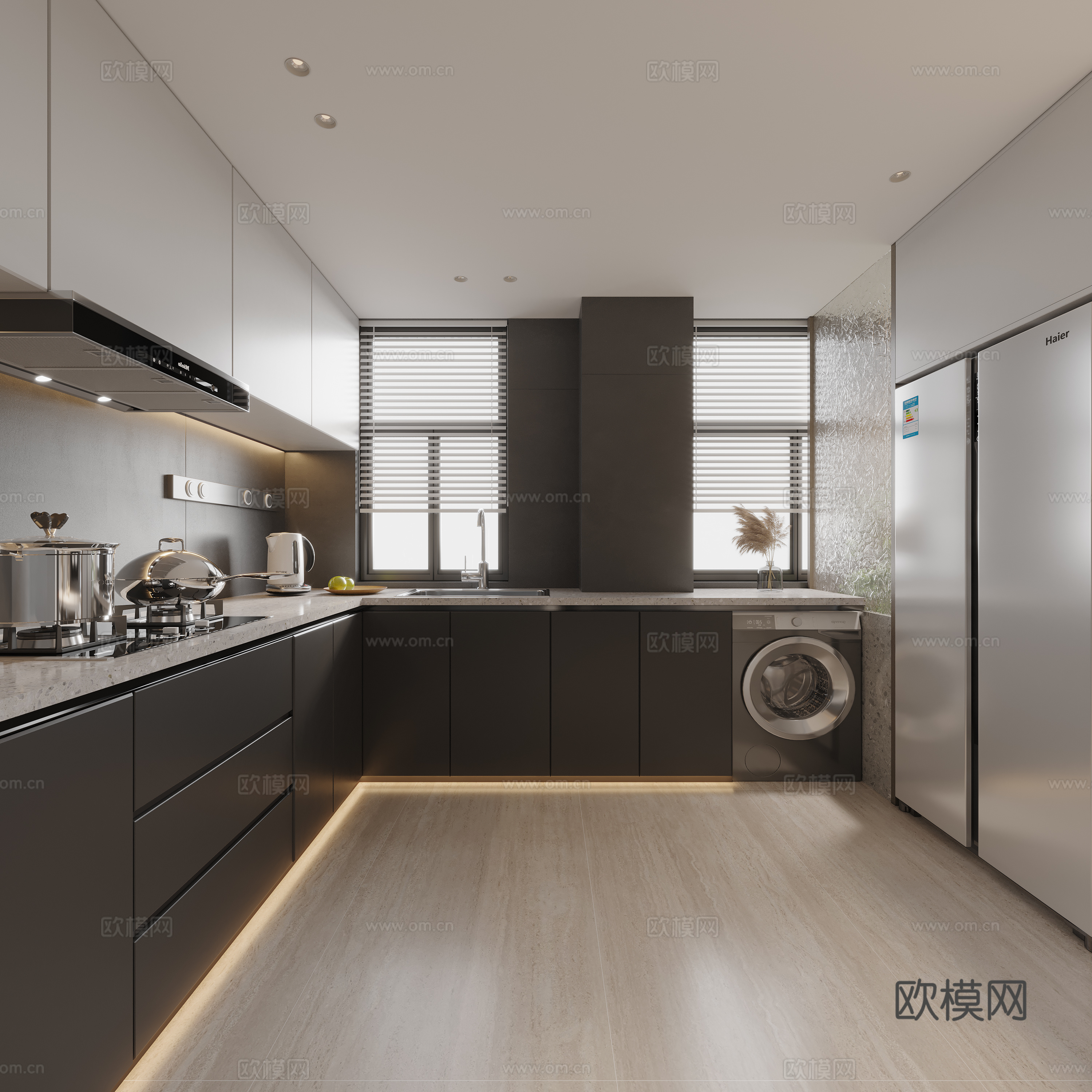 意式极简厨房3d模型
