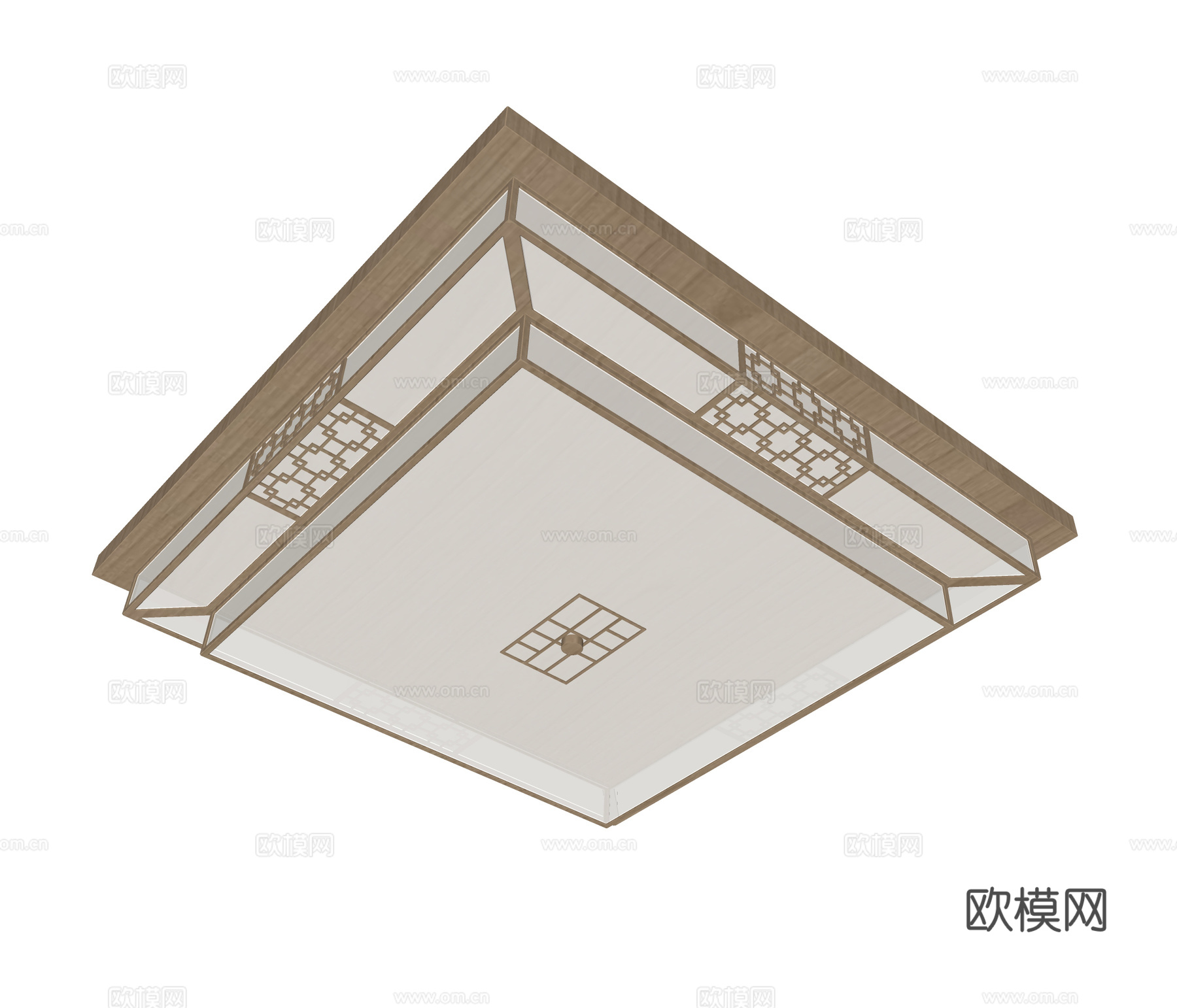 新中式方形吸顶灯su模型下载