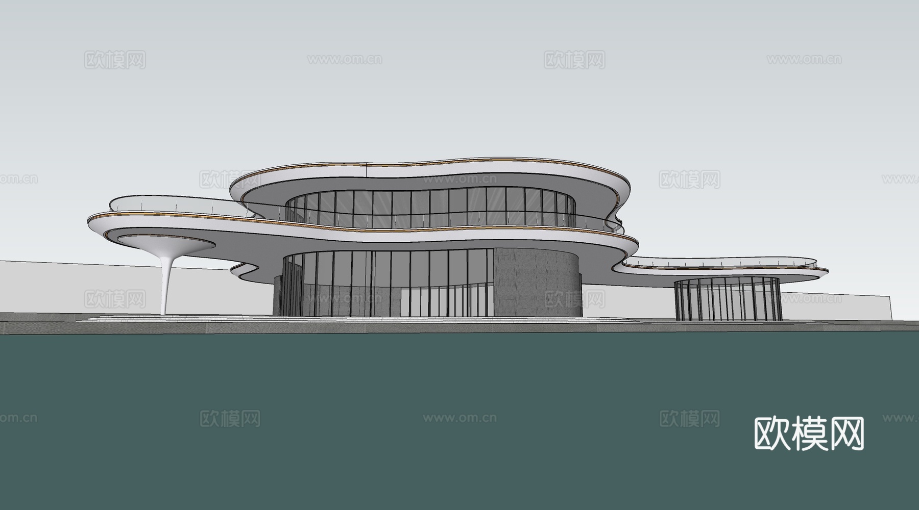 现代驿站建筑 小型公共建筑 公园建筑 商店建筑su模型