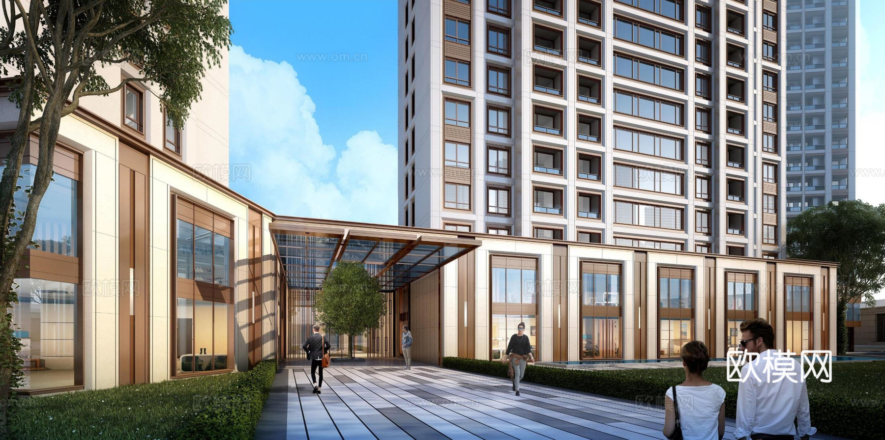 现代高层住宅小区su模型下载