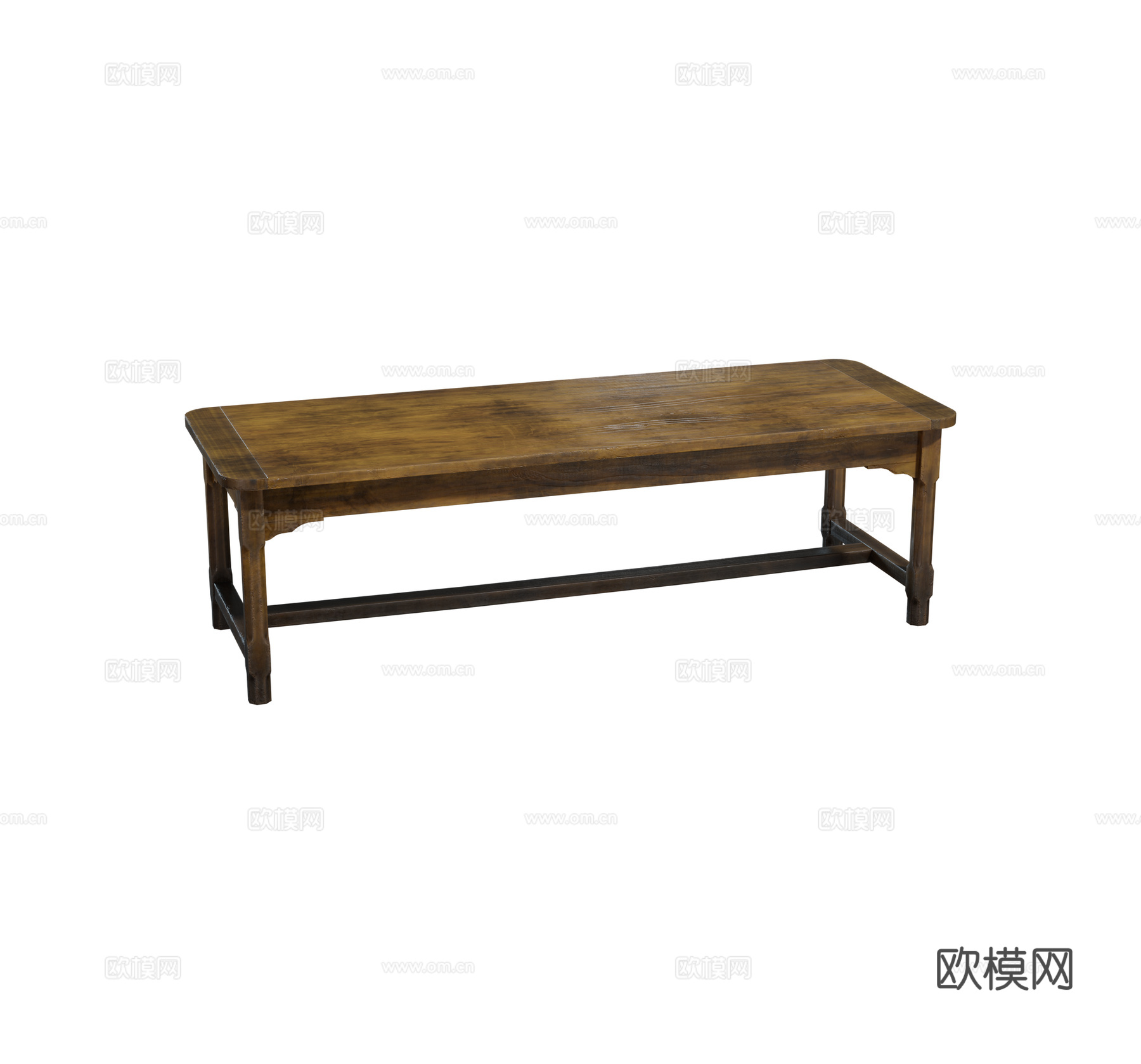 中式老式复古 长条木桌 餐桌su模型