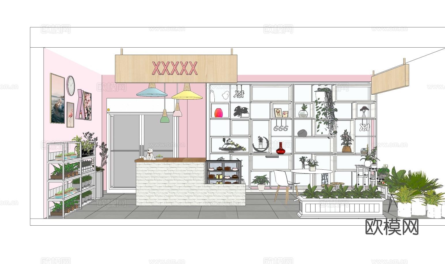 现代花店su模型下载