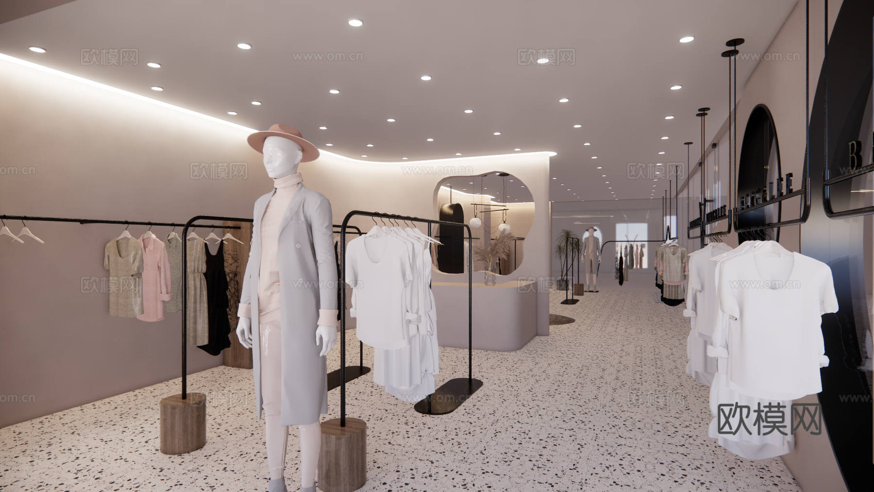 现代侘寂服装店su模型下载