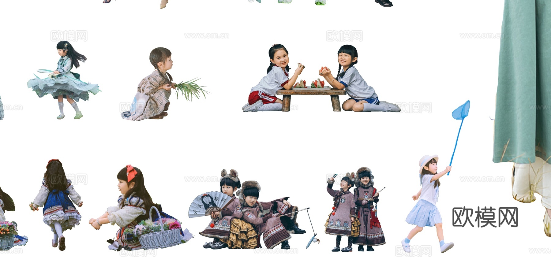 现代古风人物su模型下载