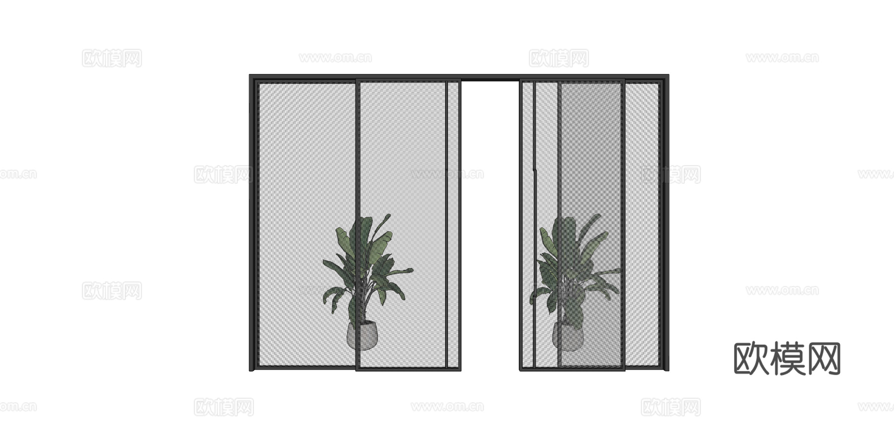 现代推拉门玻璃门su模型下载