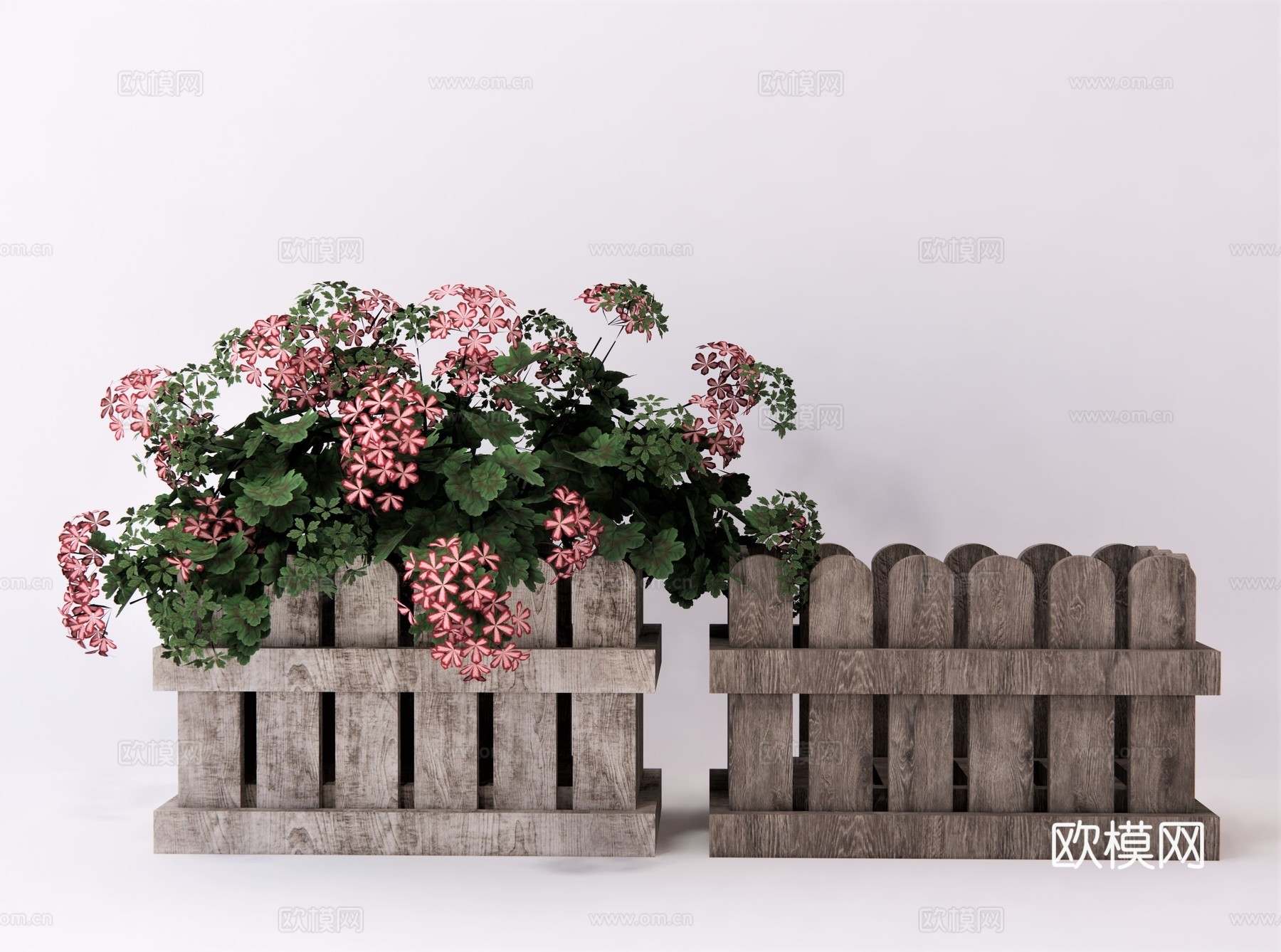 现代花盆花箱su模型下载