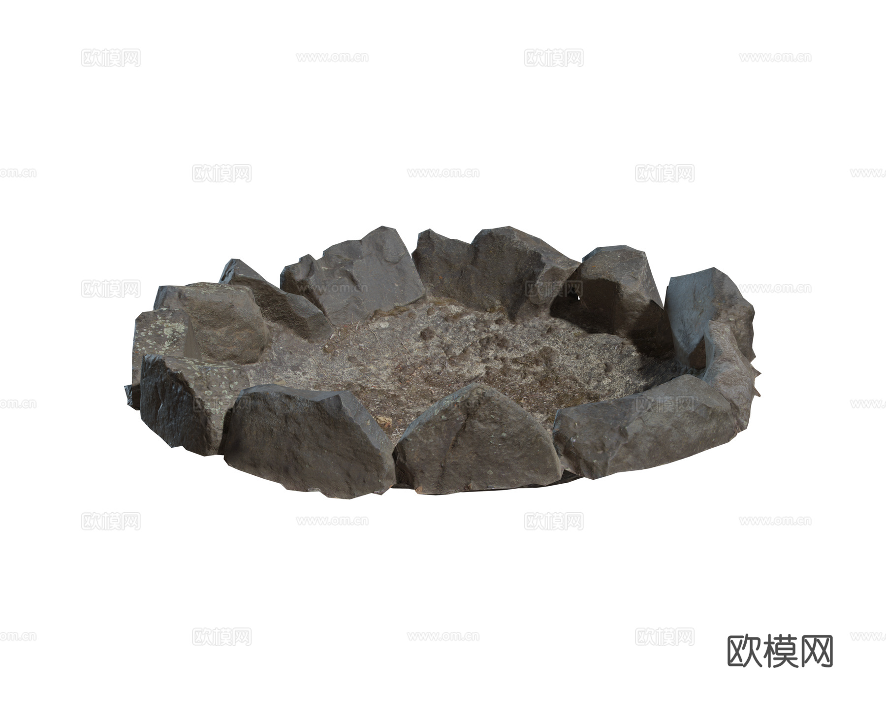 石火坑 柴火坑 野外自制烤火灶台组合3d模型