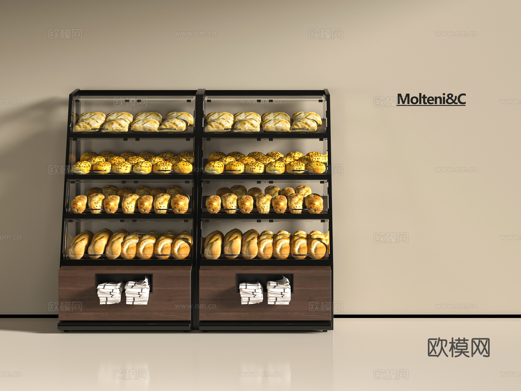 现代面包店展柜3d模型