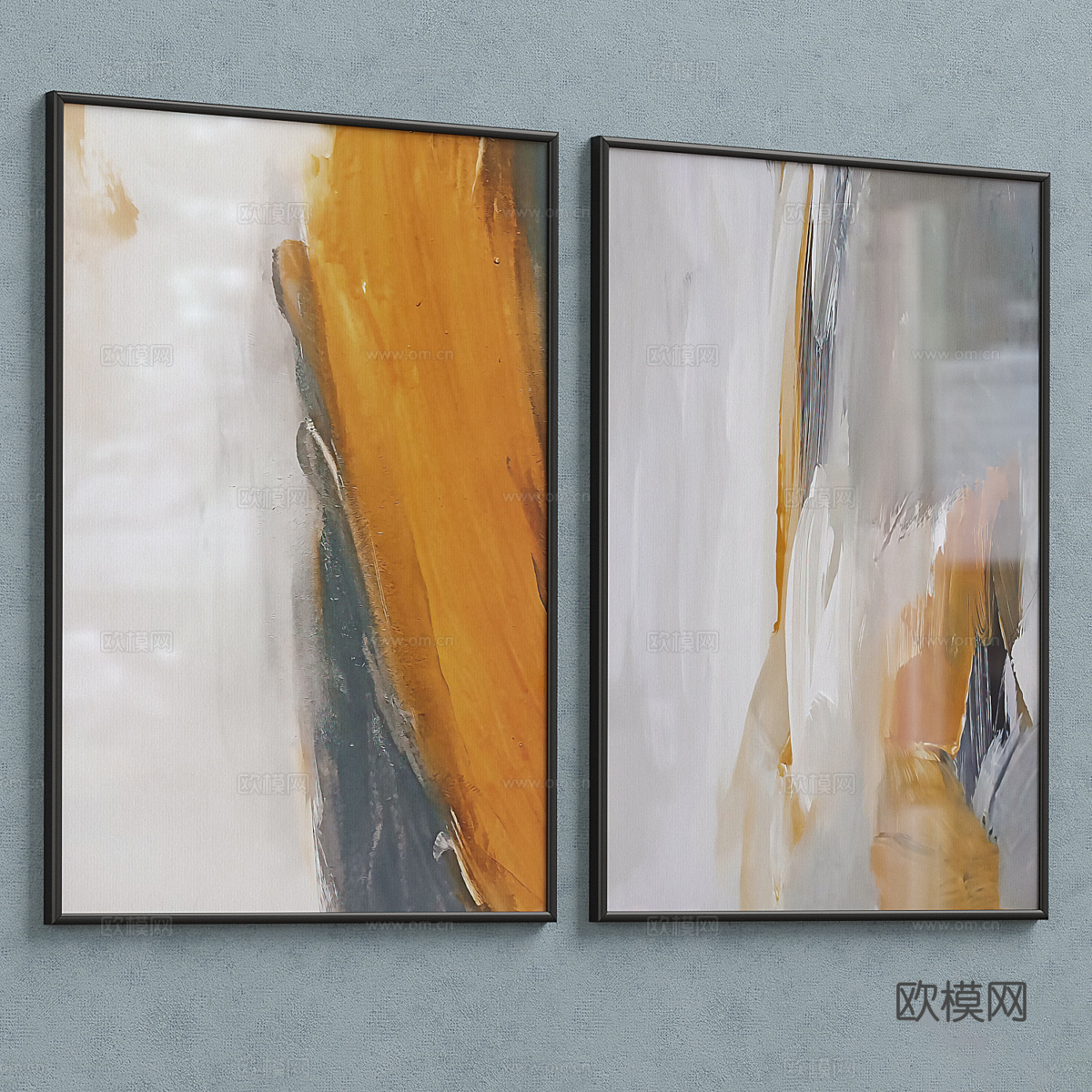 现代意式轻奢装饰挂画3d模型