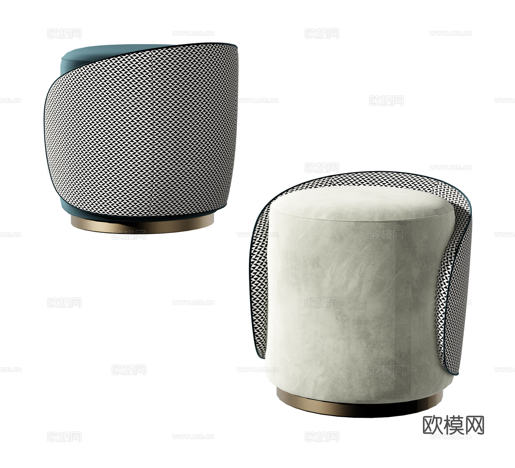 现代凳子圆凳su模型下载
