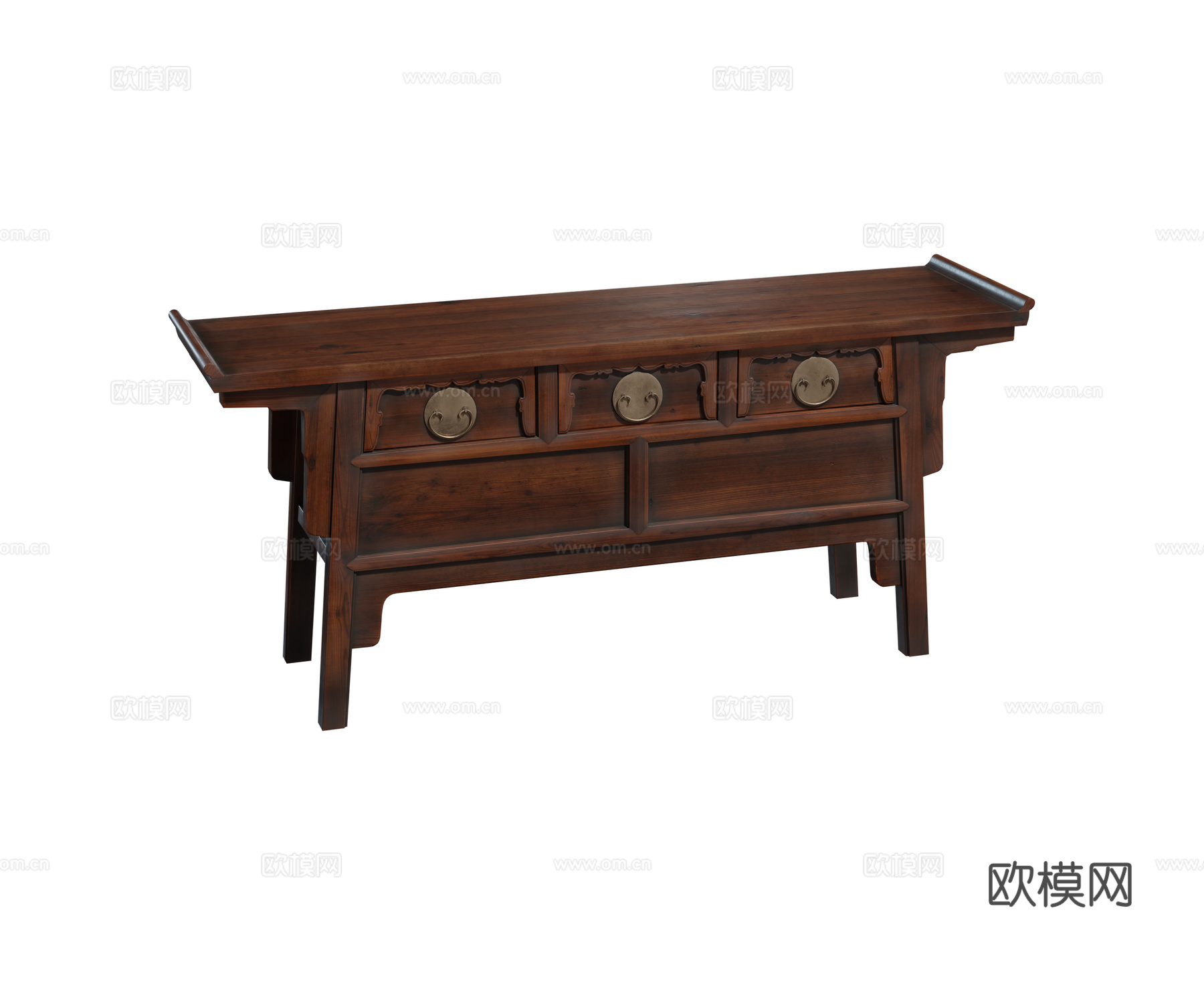 中式 红木 实木家具 玄关柜 鸡翅木条案 仿古供桌 供台组合3d模型