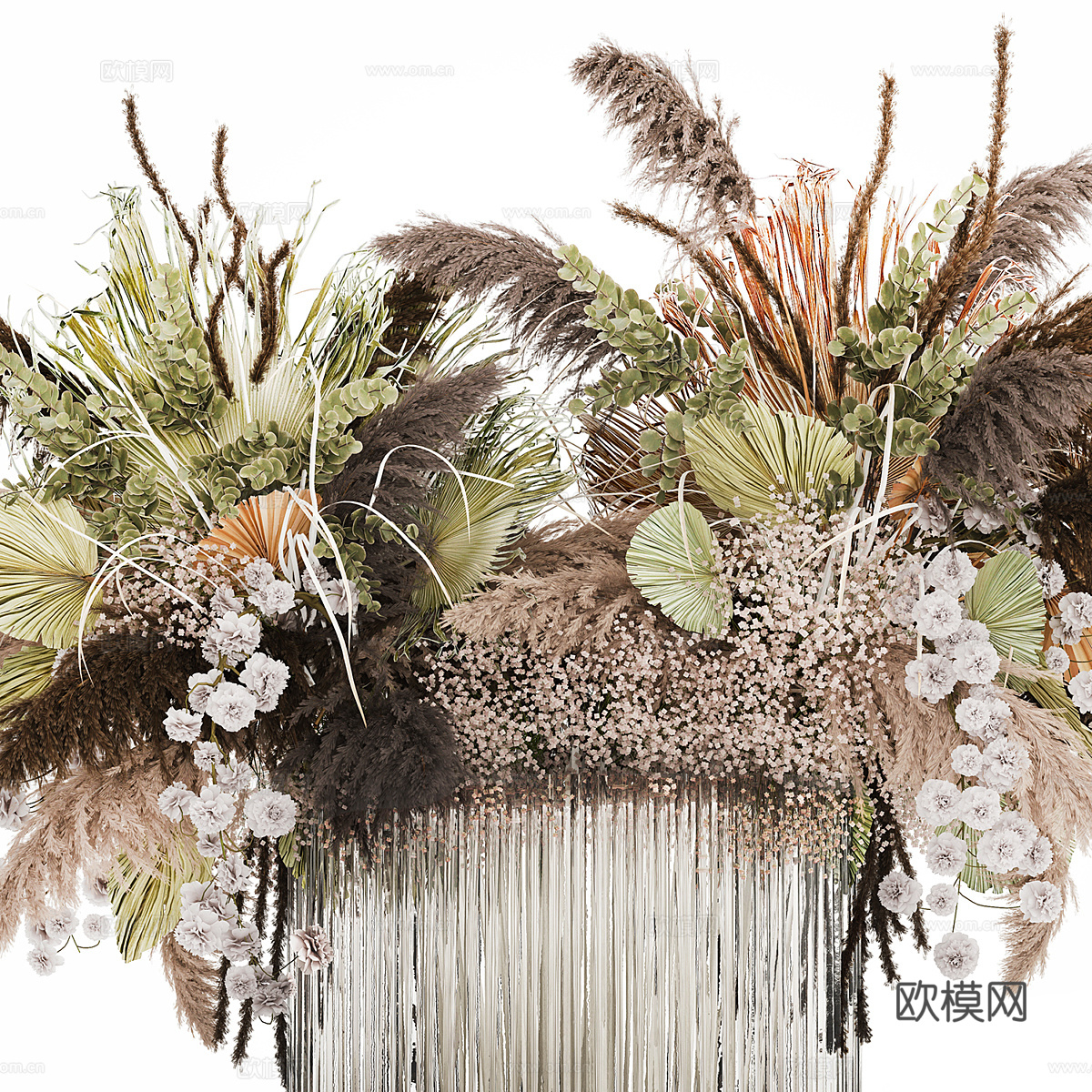 现代玻璃花瓶花艺3d模型