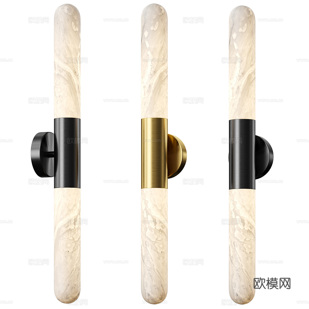 现代意式轻奢长条透光石壁灯3d模型