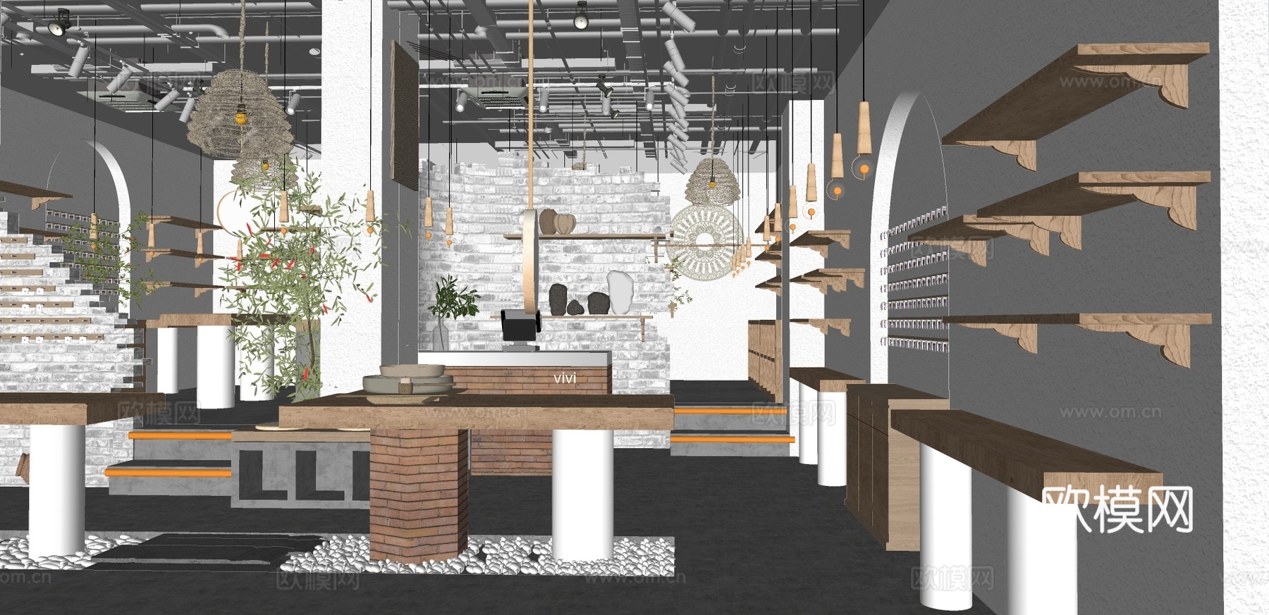 现代珠宝首饰店su模型下载