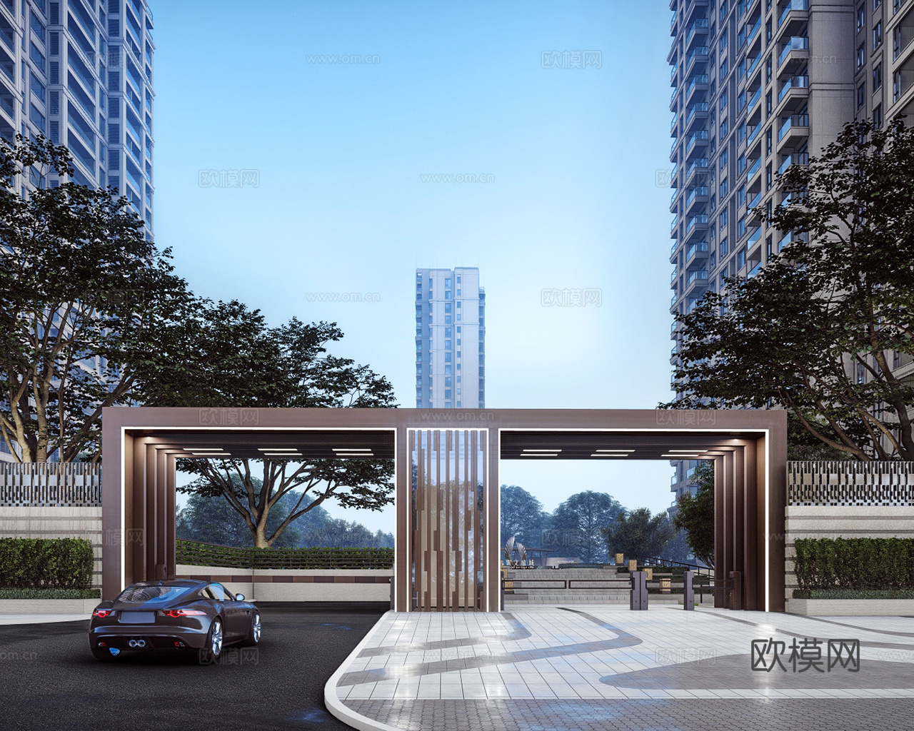 现代入口大门su模型下载