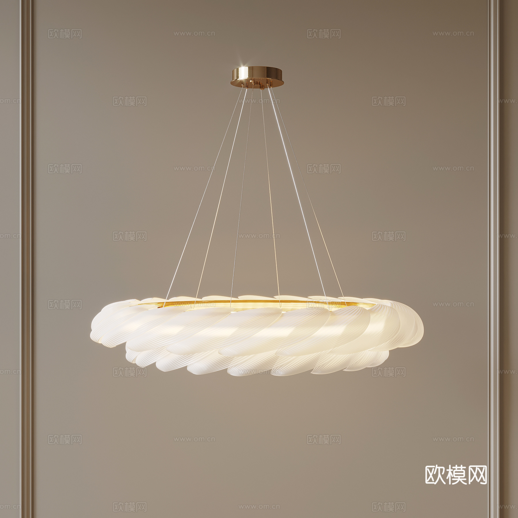 现代奶油风吊灯su模型