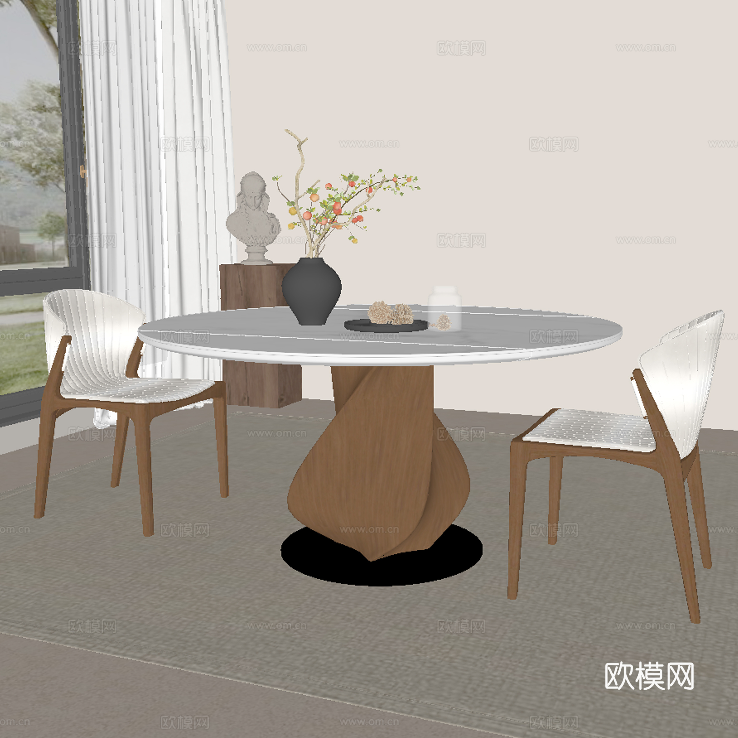 现代餐桌椅su模型