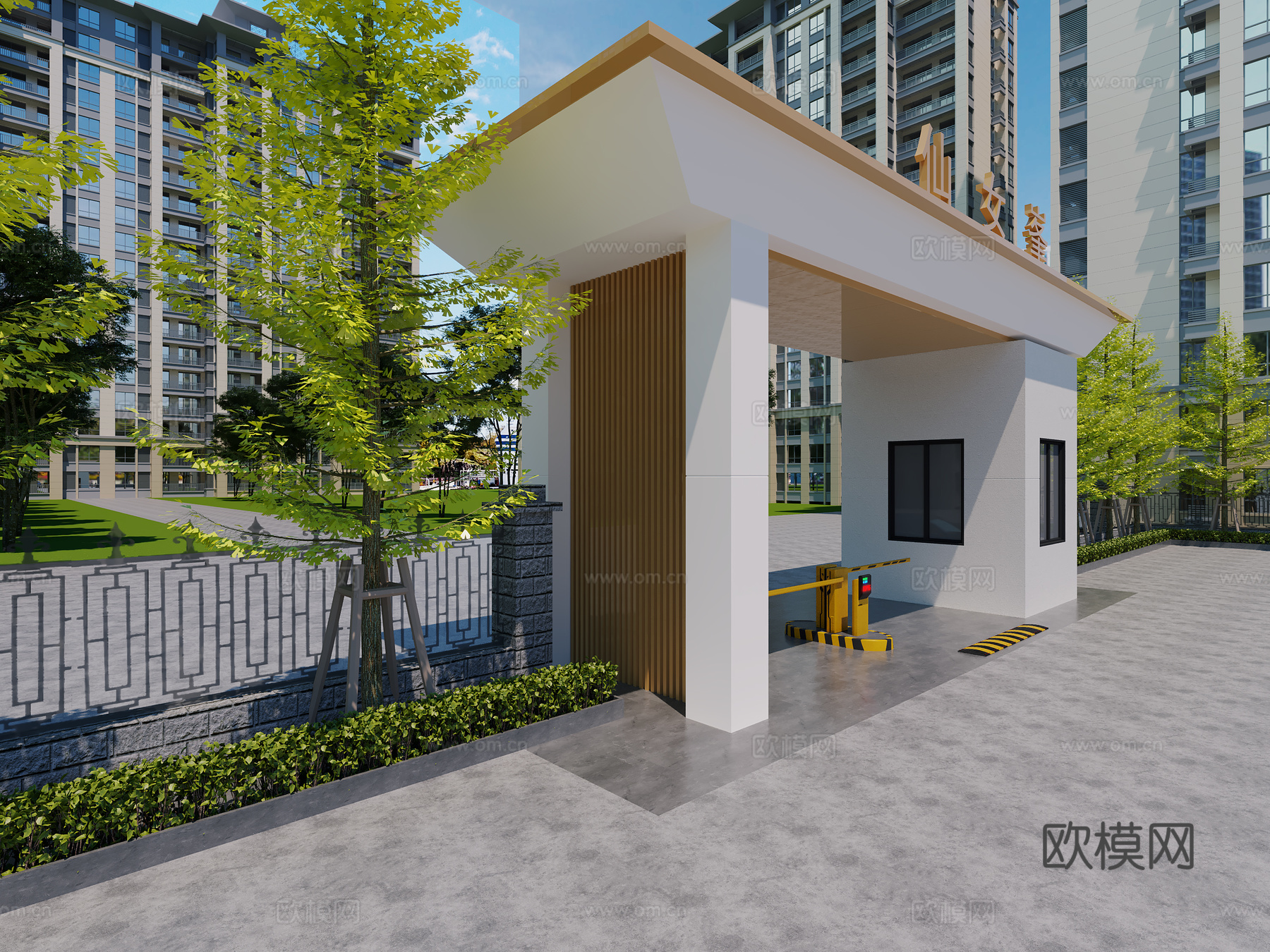 现代小区住宅大门3d模型