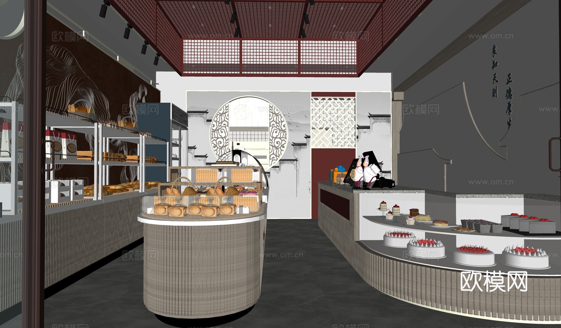 现代甜品面包店su模型下载