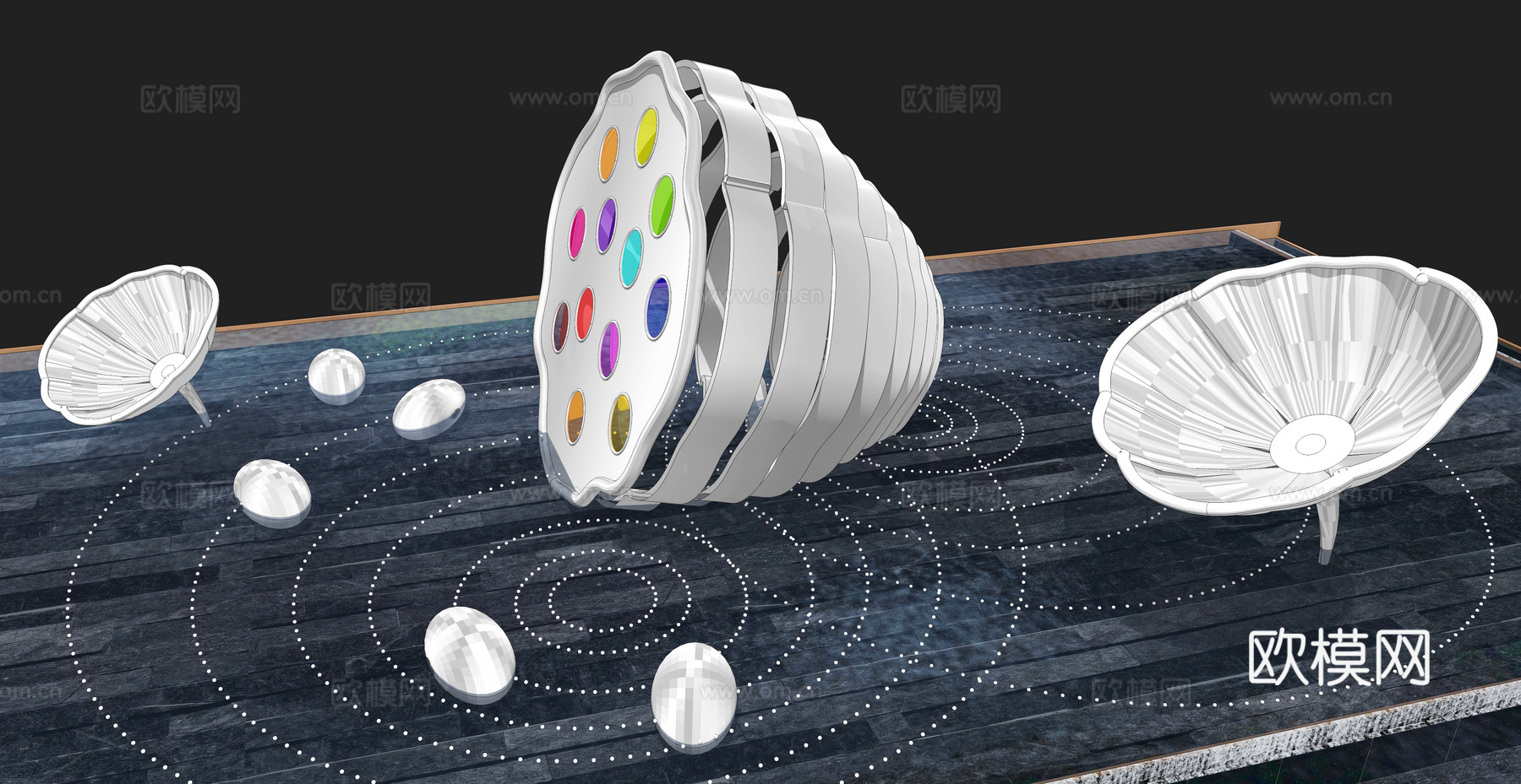 现代莲蓬雕塑小品su模型下载