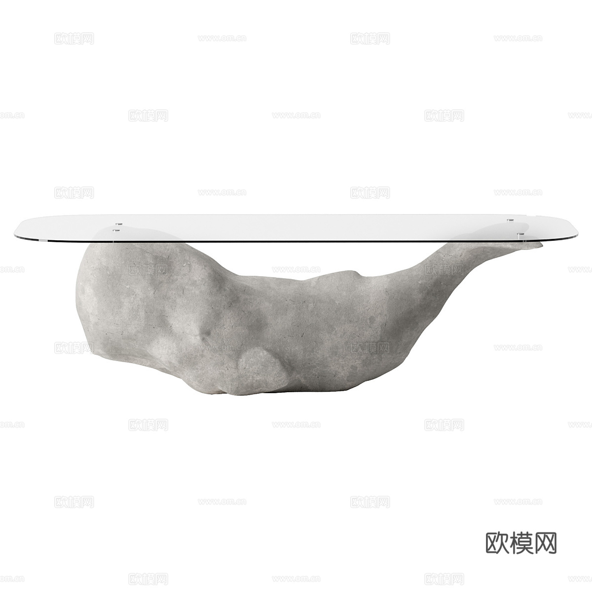 现代意式侘寂椭圆玻璃餐桌 茶桌3d模型