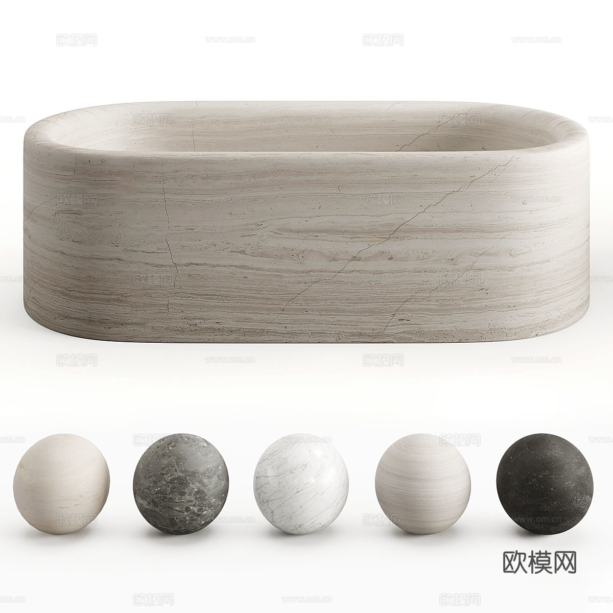 现代意式侘寂大理石 Balnea 浴缸3d模型