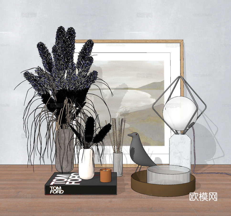 现代插花饰品摆件su模型下载