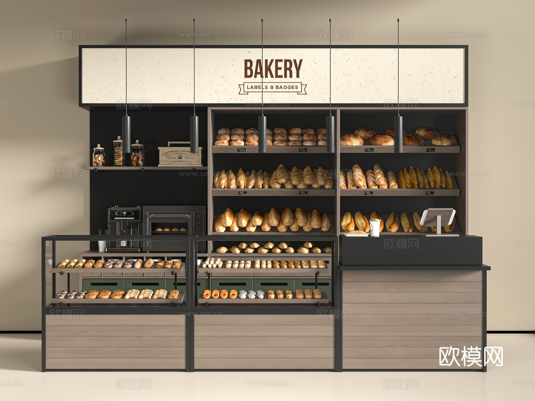 现代面包店3d模型
