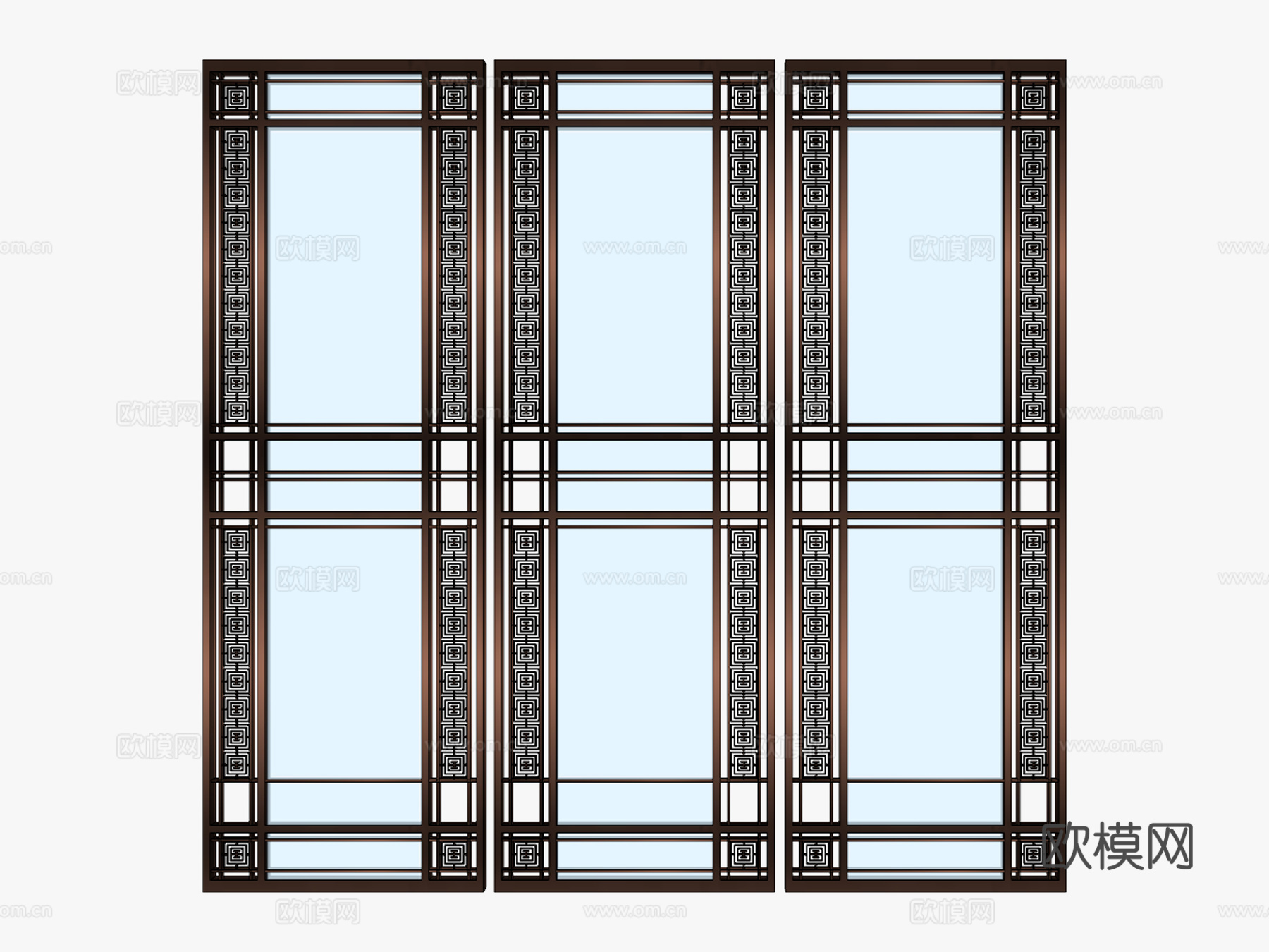 新中式玻璃屏风隔断su模型下载