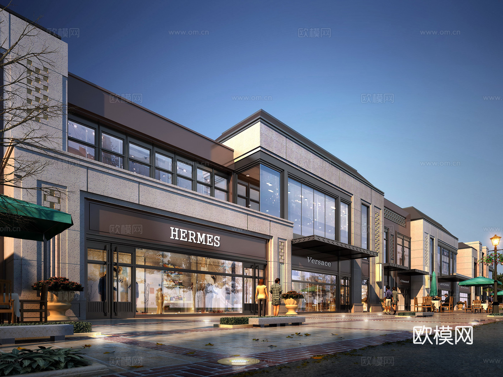 现代沿街商业建筑su模型下载