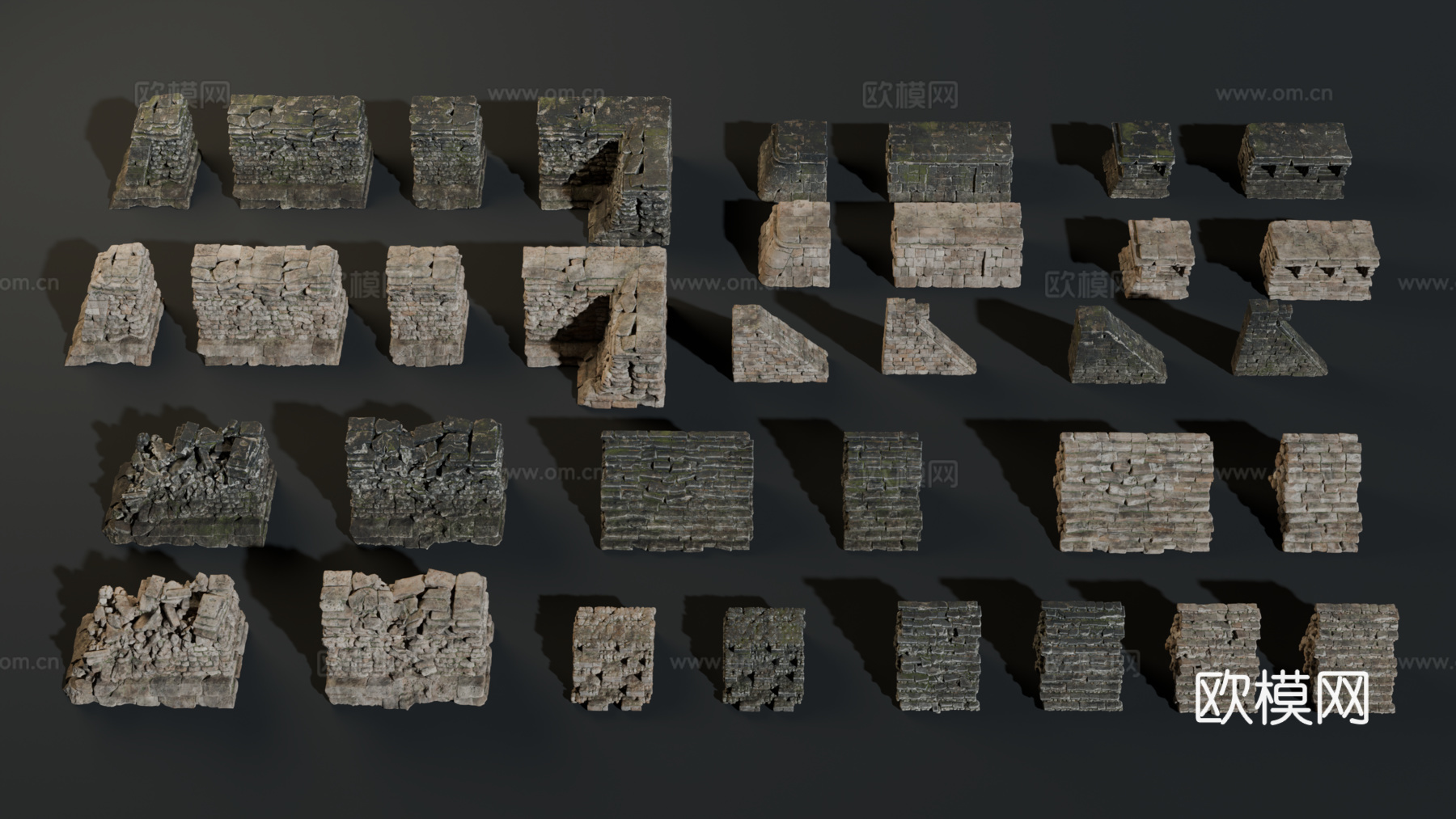 古代遗迹 废墟石块 神庙遗迹 废墟城墙 失落之城遗迹su模型