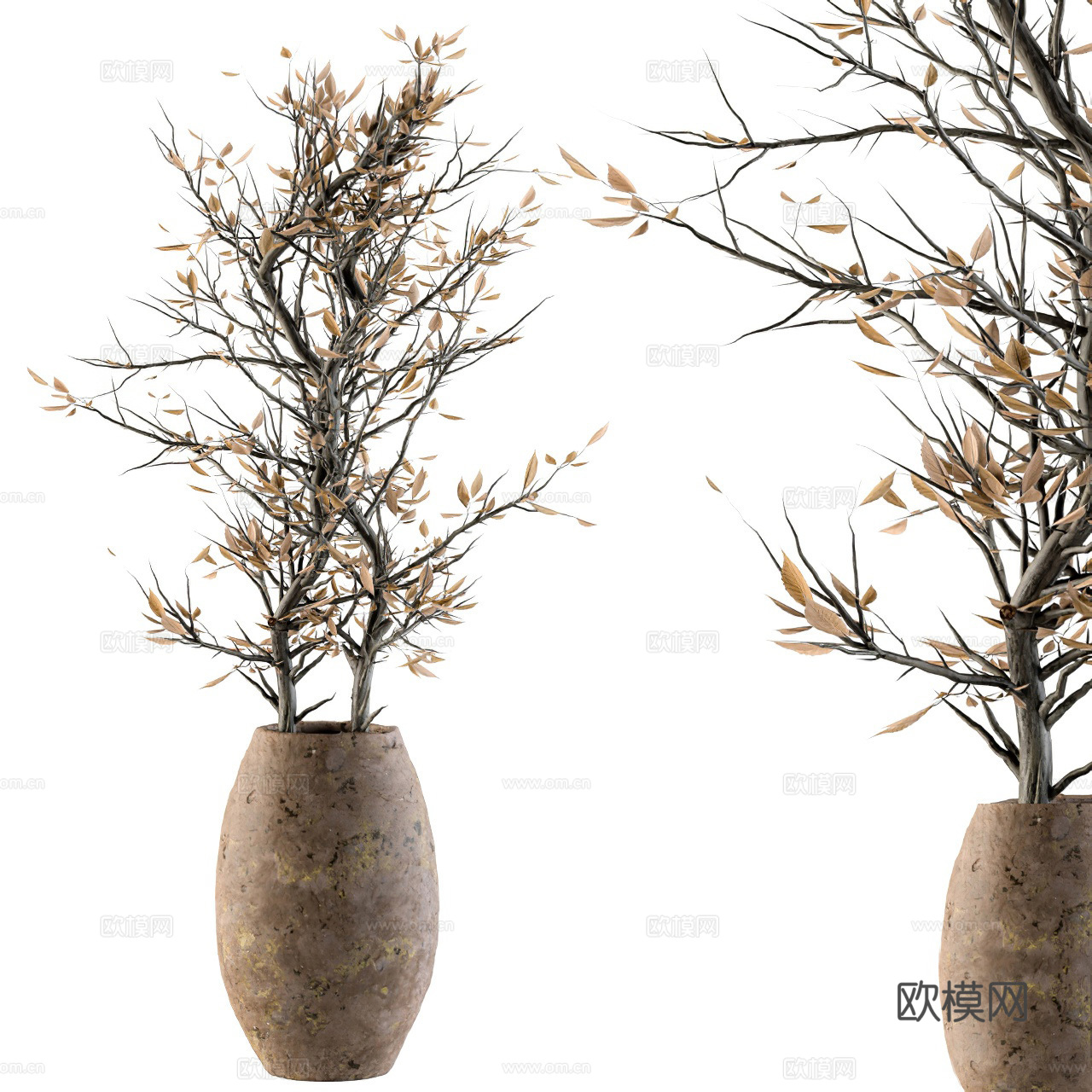 现代侘寂干花花瓶插花su模型下载