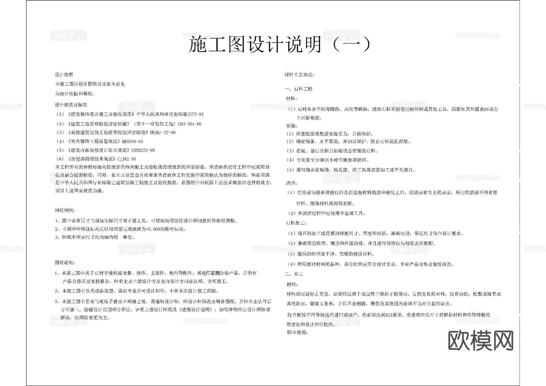 现代超市目录设计说明材料表图库cad施工图