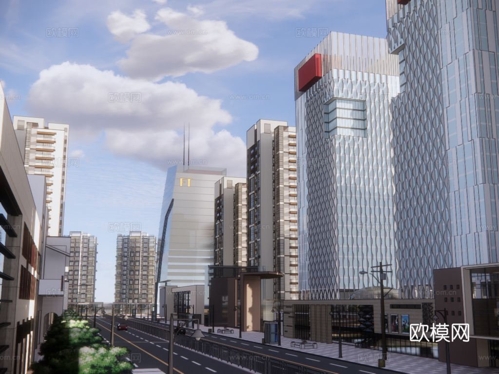 现代沿街商业建筑su模型下载