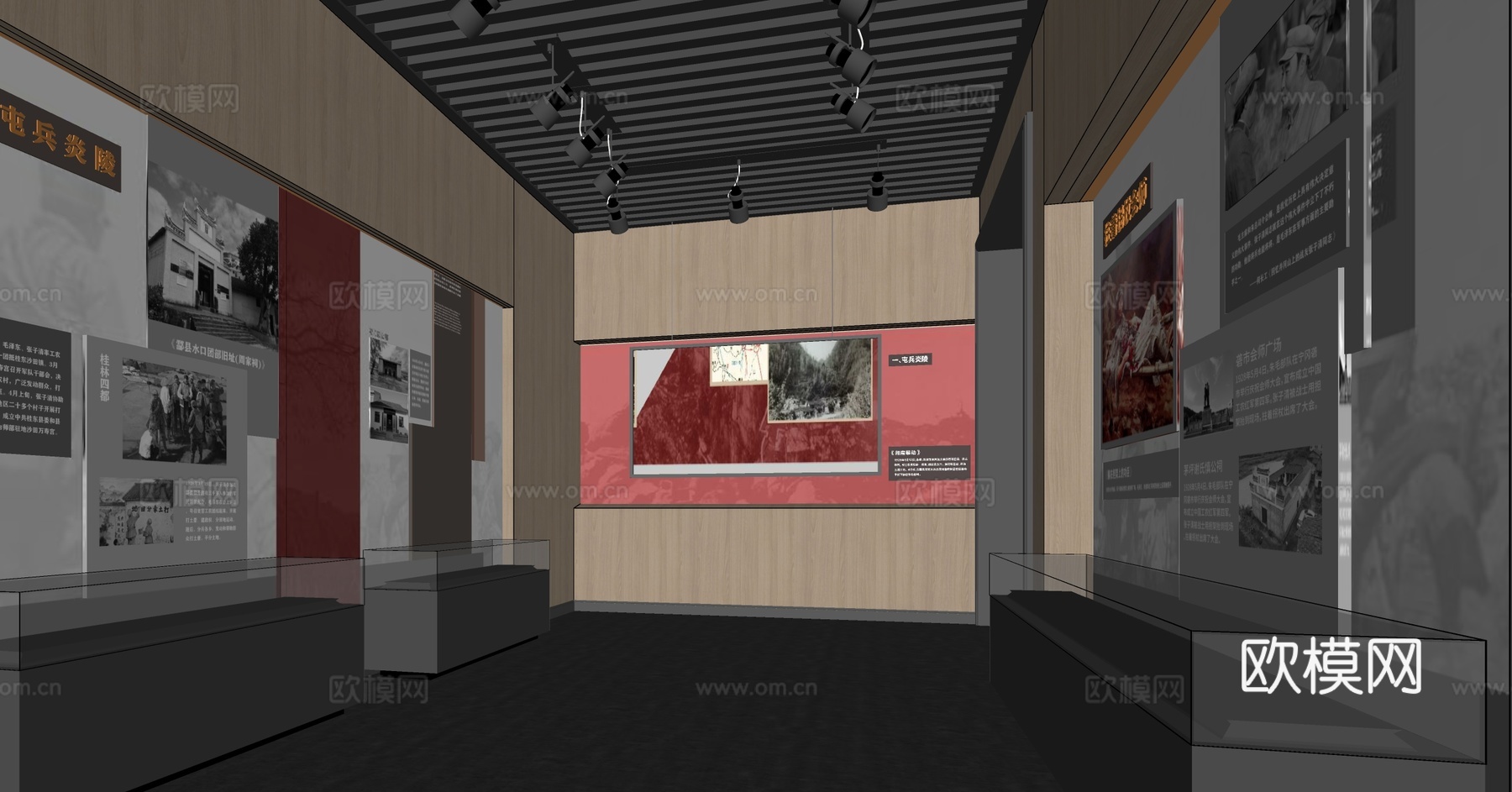 现代党建展厅su模型下载