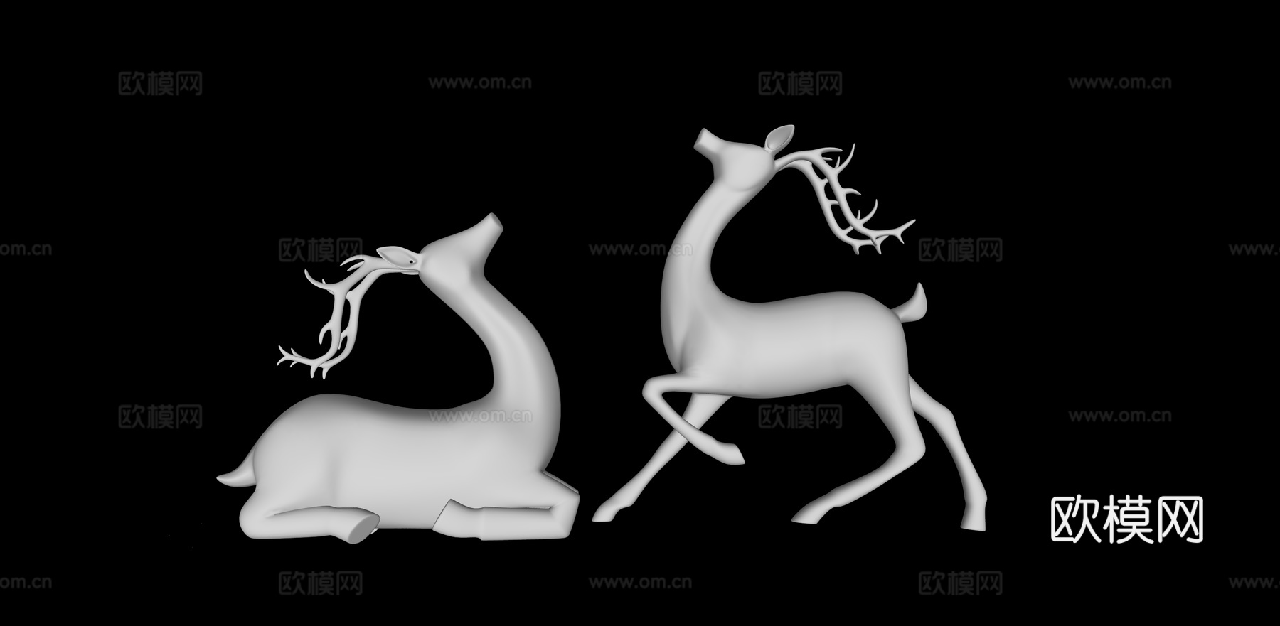 现代鹿雕塑摆件su模型下载