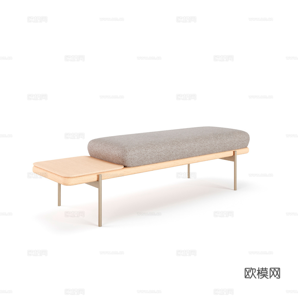 北欧简约卧室贵妃椅客厅实木沙发椅床尾凳托盘床尾凳su模型