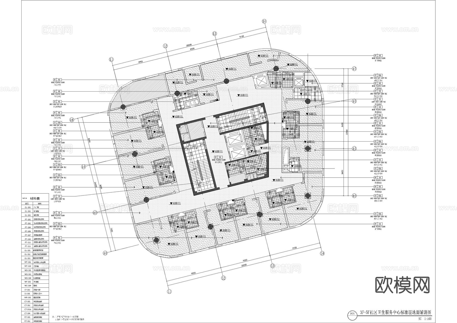 社区医疗服务中心全套施工图cad施工图