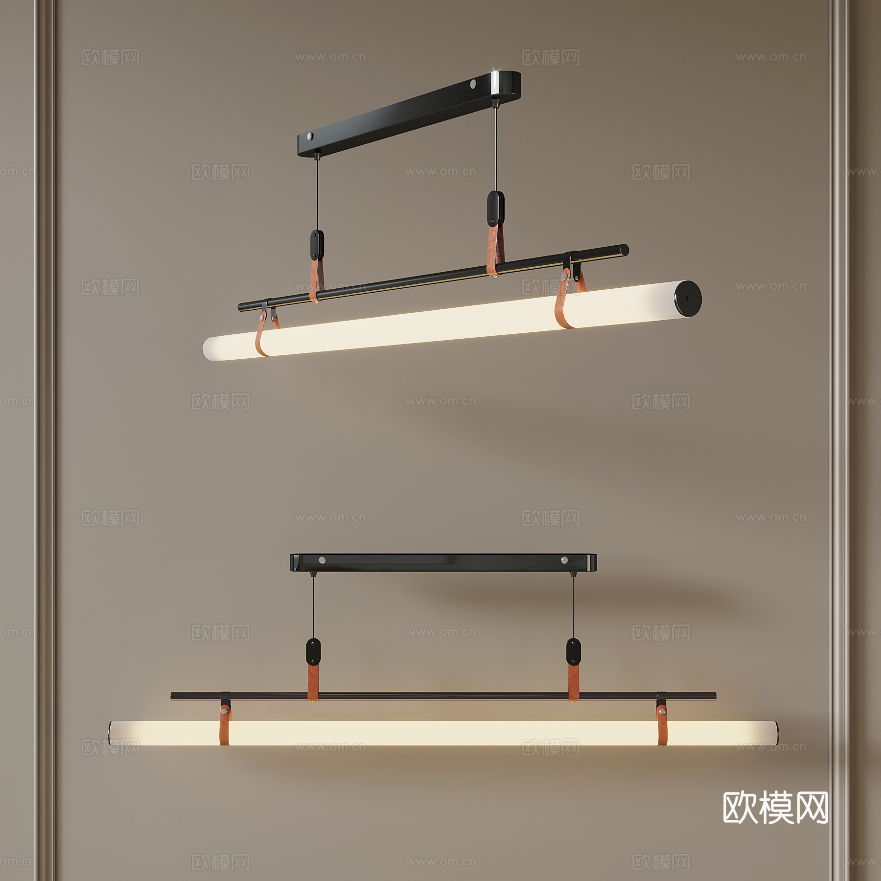 现代吊灯 长形吊灯 餐厅吊灯su模型