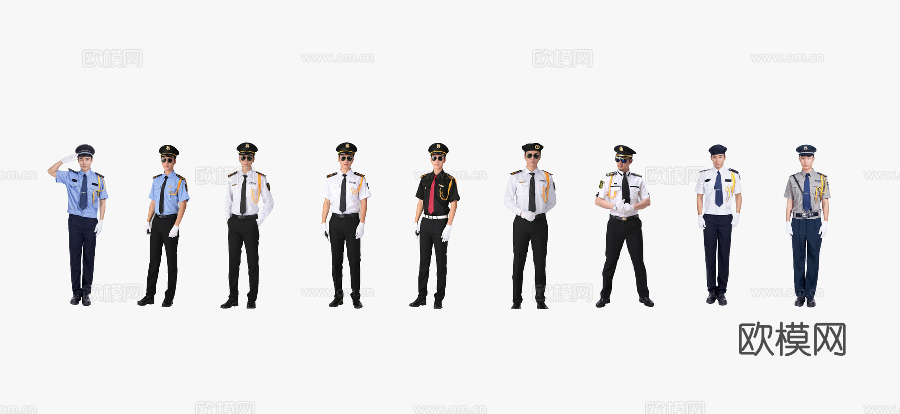 现代风格人物 男人 保安su模型下载
