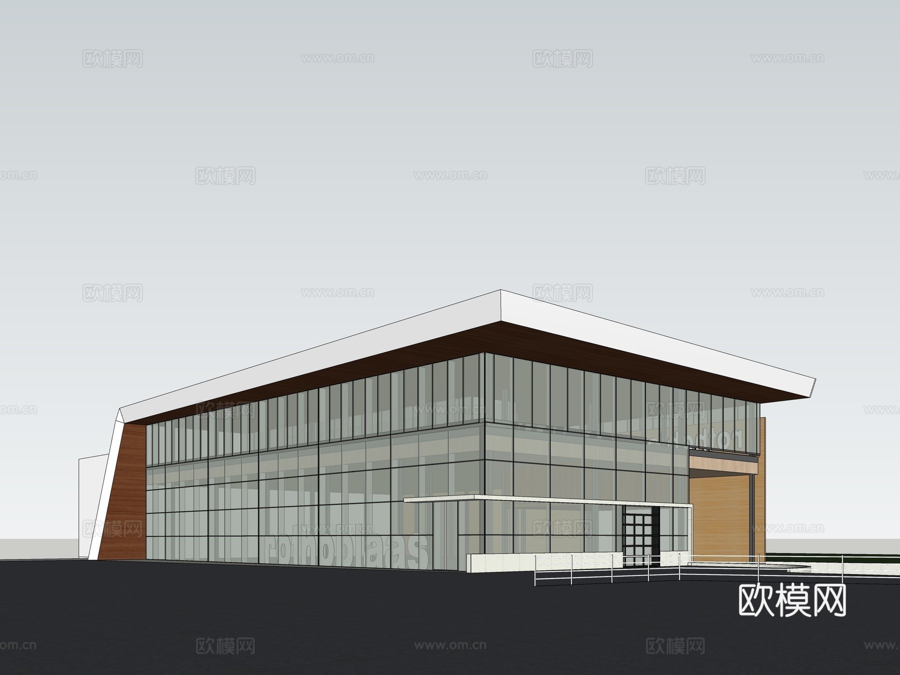 现代展览馆建筑外观su模型下载