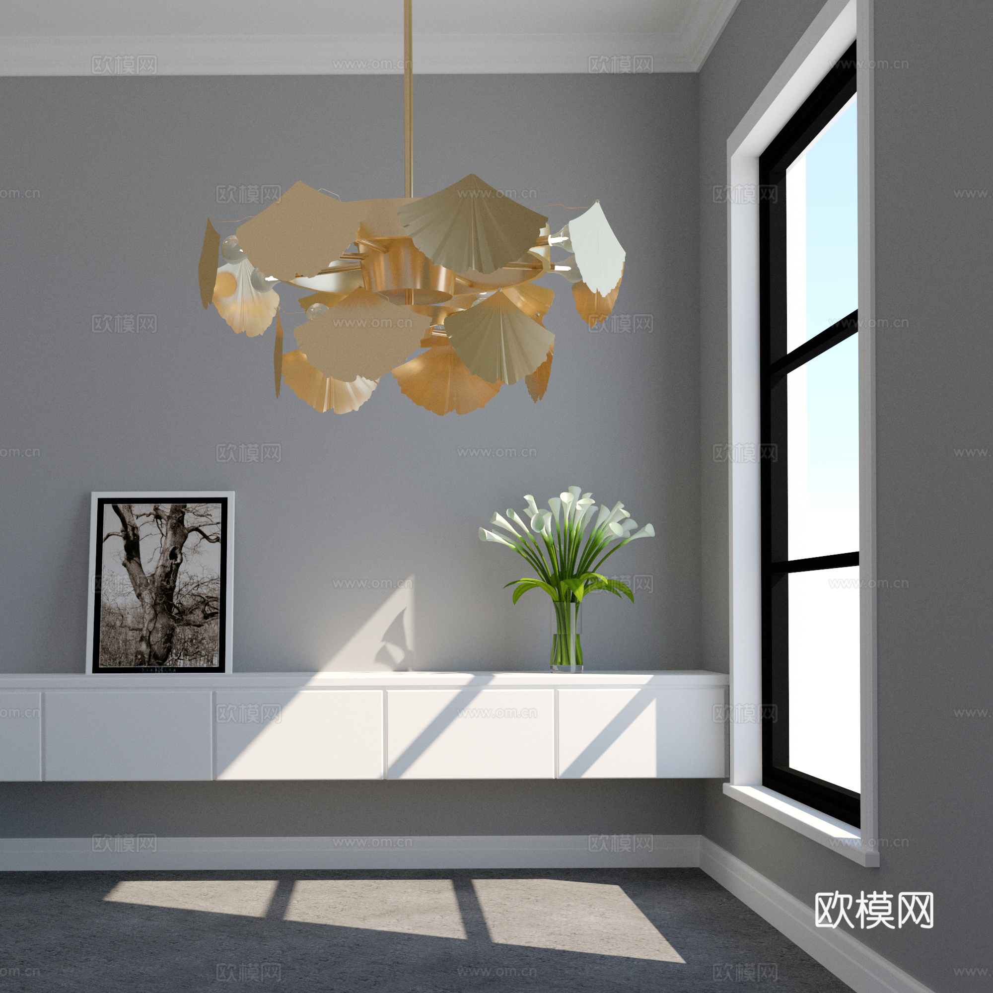 现代金属吊灯su模型下载
