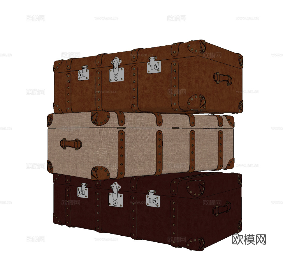 工业风行李箱su模型下载