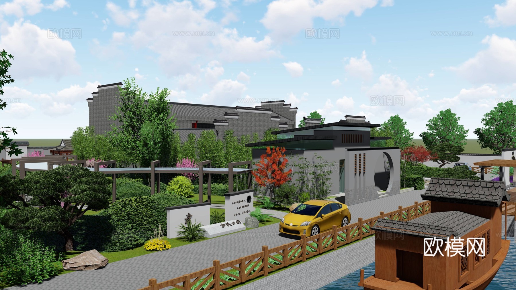 中式乡村庭院 花园su模型下载