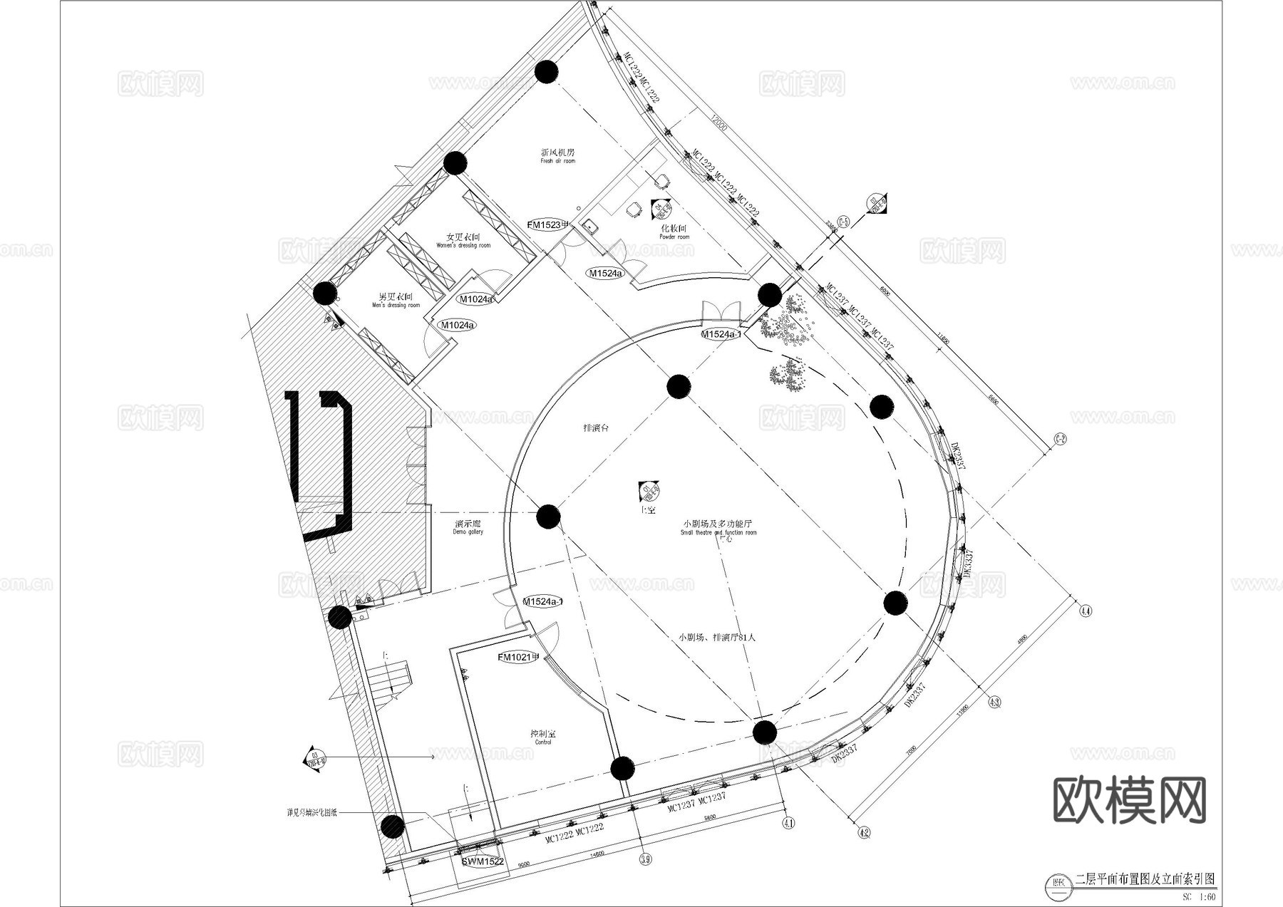 剧场多功能厅文化中心全套施工图cad施工图