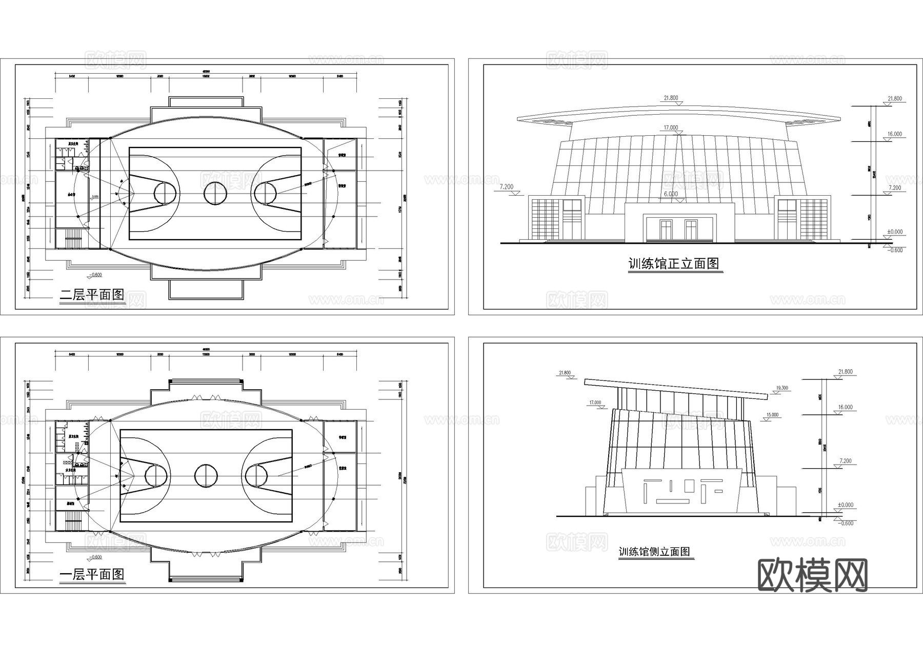篮球场平面方案cad施工图