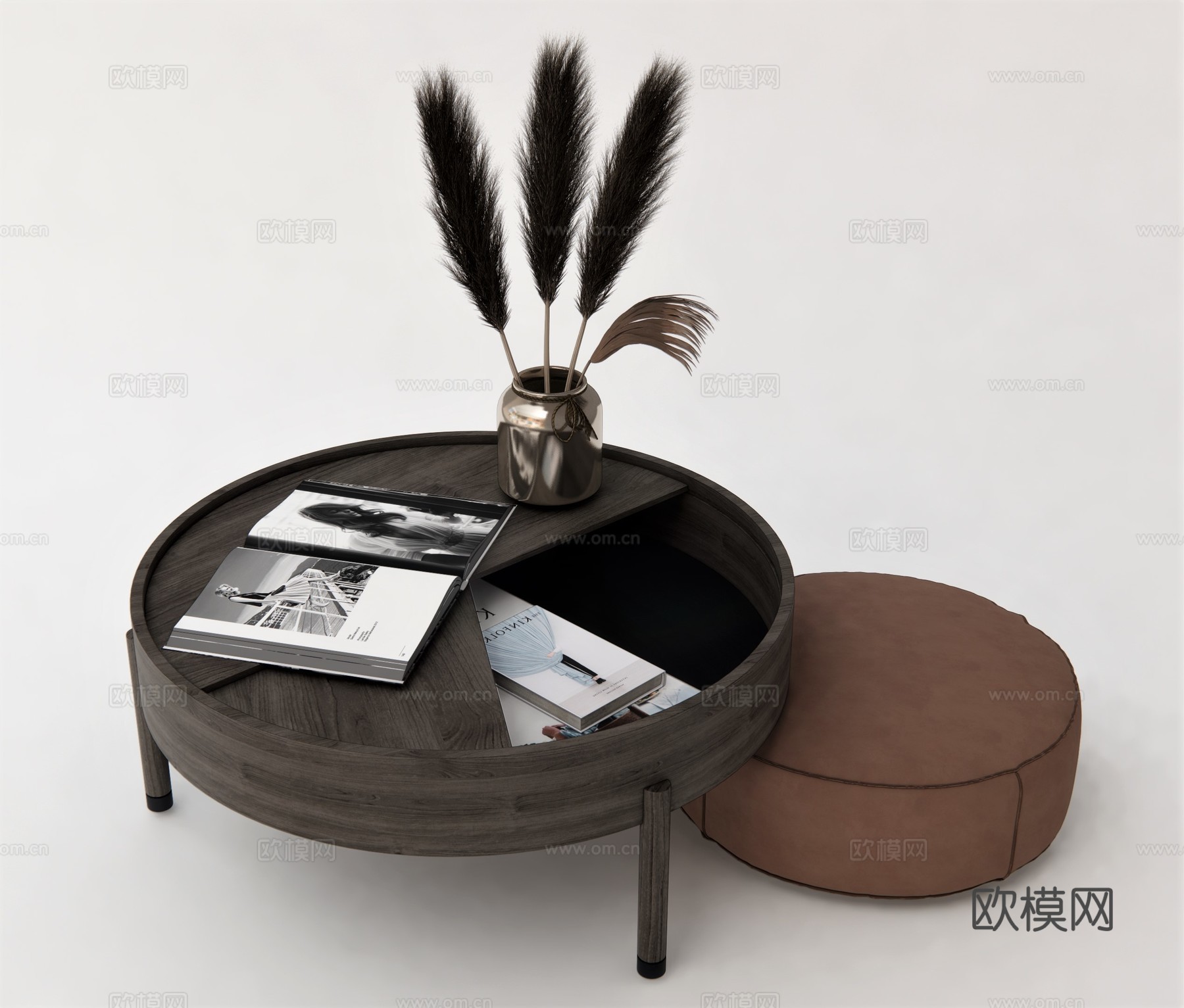 现代圆形茶几su模型下载