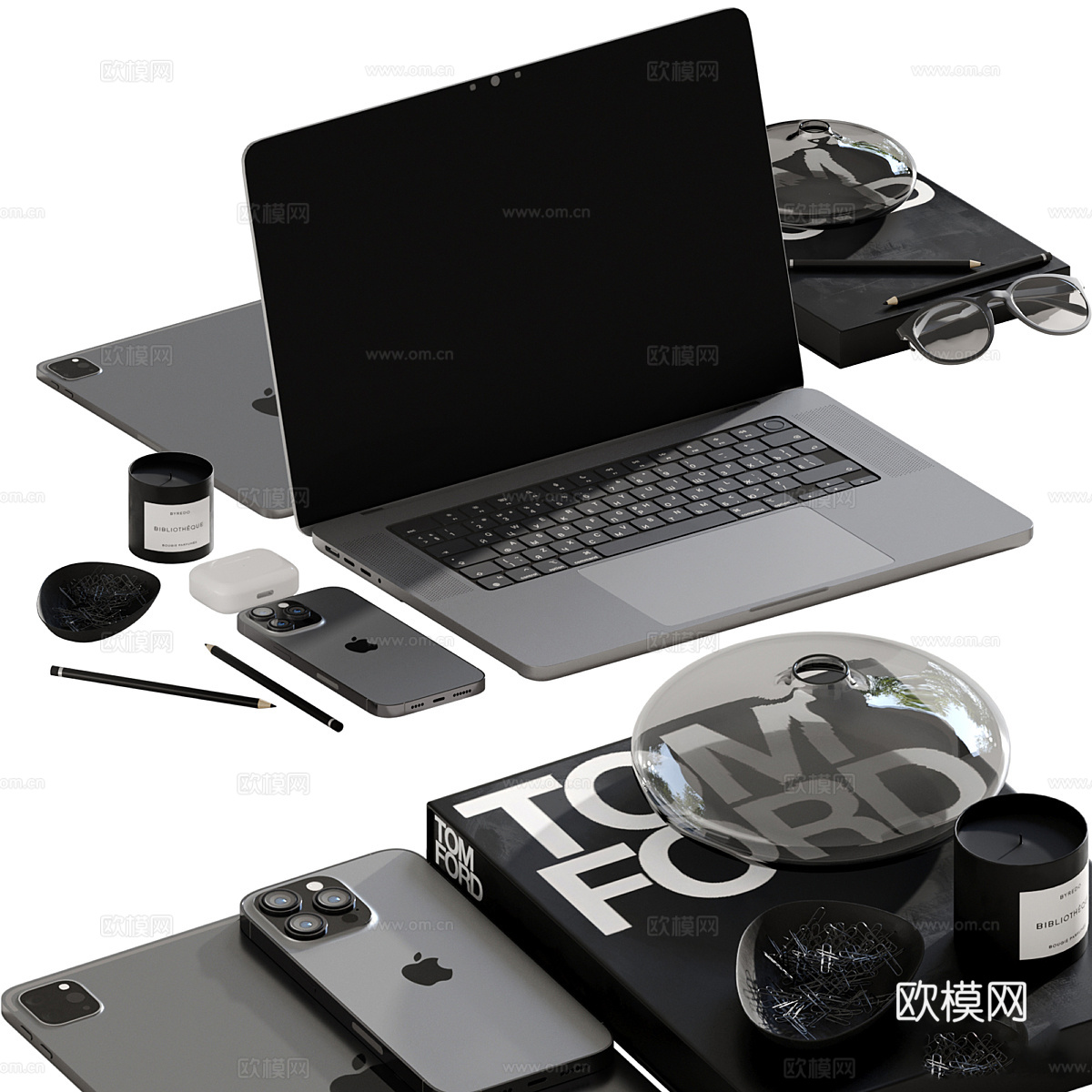 现代意式极简饰品摆件组合3d模型
