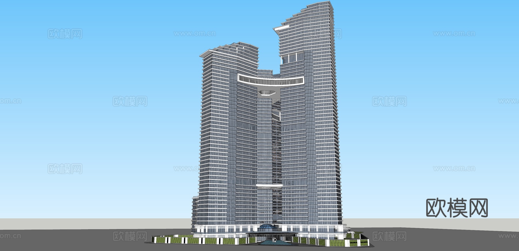 现代高层办公楼su模型下载