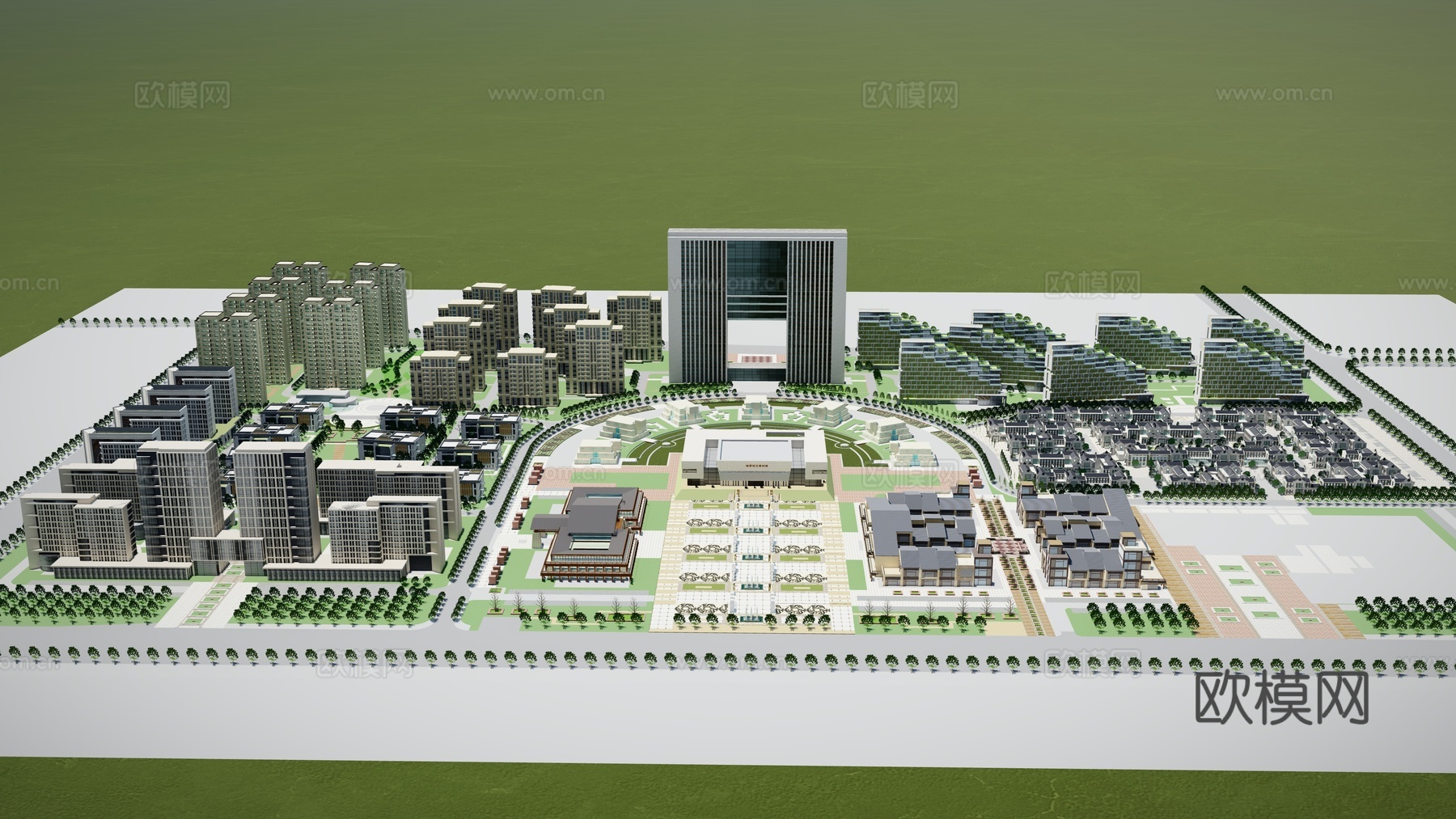 现代住宅小区建筑外观su模型下载
